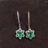 Dangle Ohrringe Silber 925 Noble Green Natural Emerald für Frauen Engagement Edelsteine Sterling zertifizierter Schmuck