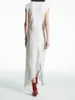 Robes de fête Femmes Robe à mi-mollet irrégulière blanche ou imprimé O-cou manche courte 2024 Robe de mode féminine d'été