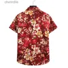 Casual shirts voor heren Vintage Hawaiiaans bloemenhemd voor heren 2022 Zomer Nieuw strandhirt met korte mouwen voor heren tropisch alloha shirt vakantievakantkleding YQ240408
