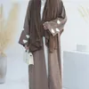 Ethnische Kleidung lässig Dubai Modest Open Kimono mit Kopftuch Muslim Ramadan Eid Saudi Women Abayas Clouds Langarm arabische Kaftan -Outfits