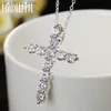 Pendant Necklaces Shiny Crystal Elegant Cross Pendant Silver Color Necklace 18 Inch For Women High Quality Fashion Jewelry Christmas Gift240408JQFB