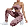 Chrleisure Femmes Tie Dye Yoga Ensemble de costume de fitness sans couture