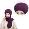 Bergen Strick Beanie Feste Farbe warmer Kapuzenschalhhut für Skiwanderung universeller Dame Windproof -Schal mit Halswärmer