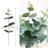 Fleurs décoratives 10pcs eucalyptus artificiel feuilles de fausses branches de plante verte bouquet de bricolage pour la fête de mariage de la fête de mariage décoration de table de jardin