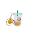 Keychains Spot Goods In Seconds Supply Oil Floating Bubble Tea Bear Keychain Ins Internet Celebrity Milky Cup Backpack Pendant Sma