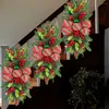 Dekorativa blommor Plastdörr Stapp Swag Garland Juldekor med lätt trappa Teardrop Trim Wreath Xmas för inomhus utomhus