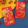 Geschenkverpackung 6PC Chinesische Rötung Umschläge Bronzing Dragon Hongbao Glücksgeldpaket 2024 Jahr der Geldbörse Drop