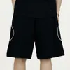 Shorts para hombres Summer Sports Striped Loose Wide 2024 Black White de gran tamaño Hip Hop Streetwear