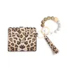Bracelet de carte de bracelet en silicone Sac de carte de léopard Bracelet de perle de silicone PU Pou Tassel Portefeuille en cuir en cuir