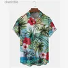 Men's Casual Shirts Summer 3D printed floral shirt for mens Hawaii Y2k top breathable fashion beach resort mens short sleeved casual clothing yq240408