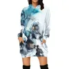 Casual Dresses Women'S Elegant Printed Shift Dress For Women Long Sleeved Sexy Vacation Party Night Lady Mini Vestidos Ropa