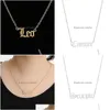 Pendant Necklaces 12 Constellation Jewelry Stainless Steel Zodiac Letter Necklace Virgo Leo Taurus Gemini Cancer Old English Collar Dr Dhsav