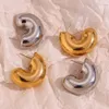 Boucles d'oreilles à étalons à demi-rond creux hypoallergéniques 18k bijoux en or couleurs argentées