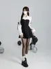 Casual Dresses Deeptown Korean Style Mini Winter One Piece Dress Women Y2k Preppy Long Sleeve Tunic Pleated Shirt Jk School Vestidos