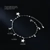 Wantme 925 Sterling Silver Luxury Shiny Zircon Star Moon Romantic Chain Anklet For Women Simple Fashion Korean Charm Jewelry 240408