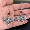 Charm Gothic Aesthetics Punk Style Moth Pendant Womens Personality Earrings Skull Gothic Pendant Earrings Womens Party Jewelry Gifts240408