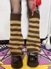 E-girl Kawaii Leg Warmers Knitted Sock Harajuku Gothic Mall Vintage Striped Knee-length Long Emo Alt Flare 240402