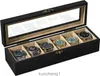 SRIWATANA Watch Box Watch Case Organizer for Men Women 12 Slot Watch Holder Display Case with Glass Top - Gifts for Loved Ones Carbonized Black