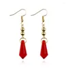 Boucles d'oreilles cerceaux Tassel en cristal rouge romantique pour la personnalité de la personnalité de l'eau Drop Clips d'oreille Souces Cosplay Party Bijoux Cadeaux