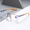 Óculos de sol unissex retro acabado lendo óculos clássicos tr90 quadro transparente presbiopia homens mulheres ultralight hd far cyyeglasses