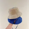 Летняя Quickdry Buckte Hat для ребенка с твердым цветом Письмо детское рыбацкое крышка для ультрафиолетовой защиты Дети Панама Солнца Шляпа 240408