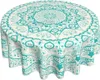 Table Cloth Mandala Round Abstract Floral Vintage Lace Decorative Elements Oriental Pattern Green Polyester Cover