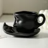 Tazze tazze da caffè in ceramica con aspetto metallizzato in argento forma da tè regalo creativo per amici belli