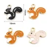 Pendant Necklaces 10PCs Cute Cartoon Squirrel Animal Charms Gold Color Metal Multicolor Enamel Pendants DIY Making Necklace Jewelry 18mm X