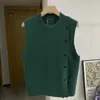 Men's Vests Knit Sweater Male Waistcoat Button Business Green Clothing Vest Round Collar Crewneck Sleeveless Baggy Designer Luxury A X