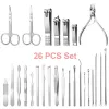 Kits 1126 PCS Manucure en acier inoxydable Set Nail Elippers Cuticule Nipper Pédicure Care Toole