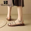 Sandalen rizabina vintage voor vrouwen echte leer lage hiel gesloten teen zomer slingback schoenen dames tied kantoor casual pumps