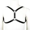 Bras Set abbigliamento feticcio con imbracatura rave gay per cinghie per il petto in pelle sessuale sessuale sesso