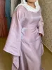 Roupas étnicas Ramadã Eid Satin Abaya Turquia Islã Muslim Maxi Dress Roupos de oração Mulheres Kaftan kebaya caftan marocain manto femme