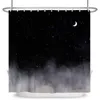 Rideaux de douche rideau nocturne étoilé ciel gris planète montagne nature paysage salle de bain minimalisme noir art bain