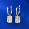 Boucles d'oreilles étalon Springlady Elegant 925 Serling Silver 8 10 mm Cutage Cut Lab Sapphire Gemstone Drop pour femmes Bijoux fins