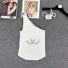 Women's new design candy color single shoulder knitted logo embroidery slim waist tanks camis SML