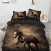 Sängkläder sätter häst Galloping Series Home Textile 3D Digital Printing European och amerikansk storlek Däcke Kuddfodral 2/3st