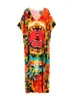 Bohemian impresso Kaftan de verão casual férias maxi vestido feminino roupas praia use maiô de natação q1464