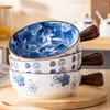 Bowls Creative Ceramic Bowl With Handle Salad Household Instant Noodle Baking Tableware Soup