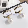 Euro-american Style Designer Earrings Diamond Letter Pearl Eardrop Brand Stainless Steel 925 Silver Crystal Earring Men Women Wedding Birthday Gift with Box