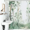 Douchegordijnen eucalyptus blad gordijn waterdichte stof badkamer 12 stks haken baddecoratie