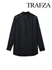 Women's Blouses TRAFZA Autumn Black Casual Shirt Fashion Jewelry Embellished Long Sleeve Loose Oversized Top