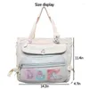 Axelväskor kvinnor nylon kawaii handväskor kartong messenger crossbody kvinnlig 2024 stor kapacitet shoppare väska flicka skolväska