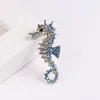 Broches Sparkling Rhingestone Seahorse for Women Women 3 couleurs Bureau animal de mer épingles à revers décontractées