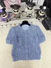 Marque de créatrice de vestes pour femmes Shenzhen Nanyou Huo ~ 24 printemps / été nouveau produit Small Fragrant Blue Tweed Tweed Courte à manches J6up