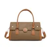 Elegant Single-Handle Lady's Handbag with Contrast Colors - Large Capacity Boston-Style Commuter Shoulder Crossbody Bag