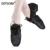 Chaussures de danse Professionnel en cuir authentique Lace Up Up Dancing Exercice Shoe Hiphop Sport Sneakers For Women Men Black Tan