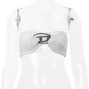 Женские танки Camis Neonbabipink 2000-х годов Y2K Tops Metal Letter Top Top Sexy Club Белые рубашки для женских крокет