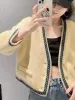 2023 Autumn/Winter New Women's Yellow Seahorse Hair Knitted Cardigan High Quality V-neck Single breasted Women's Wool Cardigan