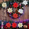 Decorative Flowers 1/10PCS Christmas Flower Red Glitter Powder Heads For Noel Home Tree Ornaments Navidad Party Table Setting Decor Supplies